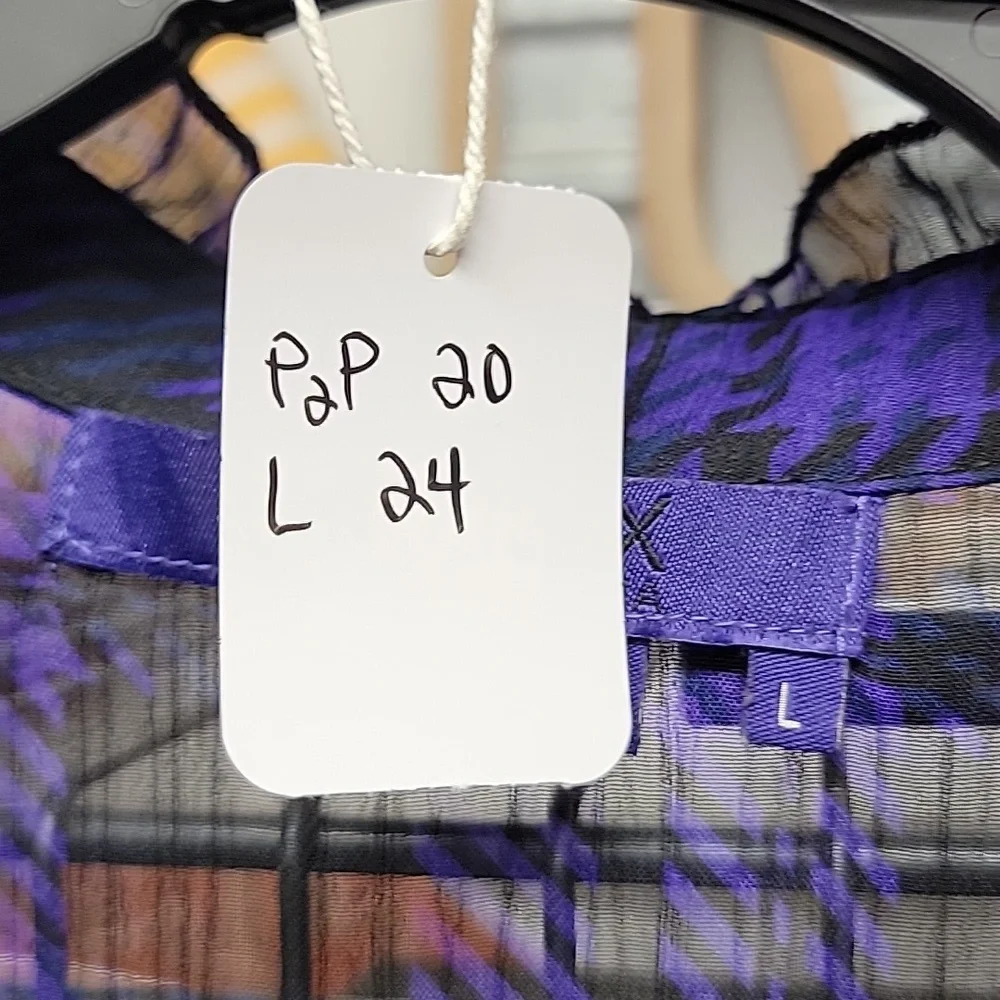 Miley Cyrus Max Azria Purple Plaid Blouse Size Large - Picture 5 of 5
